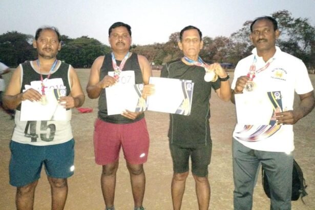 మాస్టర్స్ గేమ్స్ అథ్లెటిక్స్ పోటీలలో వీపనగండ్ల వ్యక్తులకు బహుమతులు బహుమతులు