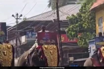 హమాస్ నాయకుల ఫోటోలు ఏనుగులపై పరేడ్ చేసిన తరువాత కేరళలో భారీ వరుస