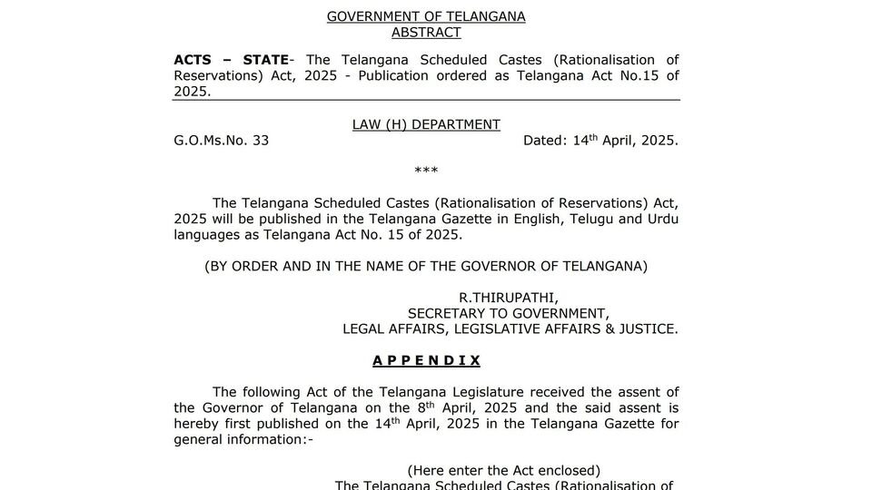 TG SC రిజర్వేషన్లు: మూడు మూడు గ్రూపులుగా ఎస్సీ రిజర్వేషన్లు రిజర్వేషన్లు రిజర్వేషన్లు, జీవో 33 విడుదల ..
