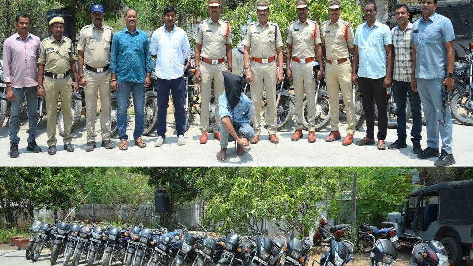 ఒకేఒక్కడు రెండు రెండు కమిషనరేట్ లు 18 బైకులు-వరుస చోరీలకు పాల్పడుతున్న దుండగుడి దుండగుడి దుండగుడి