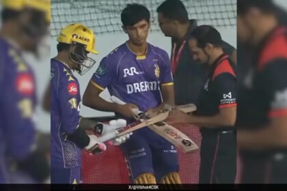 కెకెఆర్ స్టార్ సునీల్ నారైన్, అంపైర్ చేత ఆగిపోయింది, 'బ్యాట్ సైజ్' చెక్ విఫలమైంది. వీడియో స్టంప్స్ అన్నీ