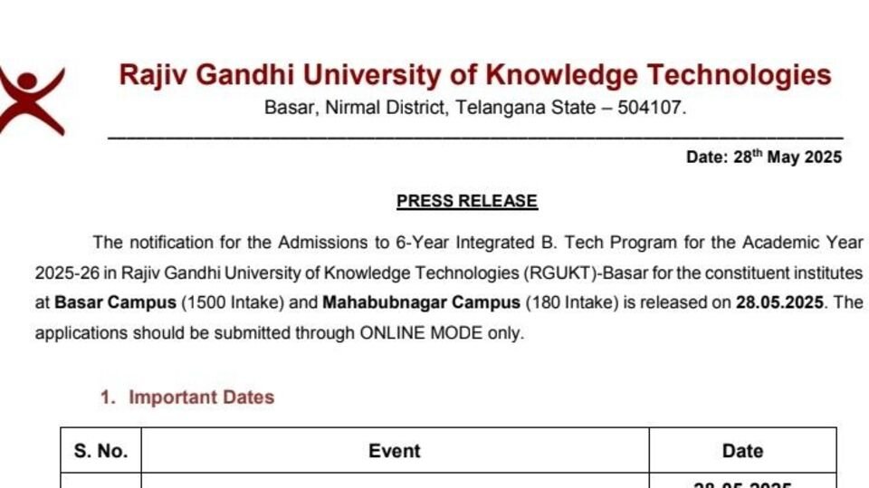 బాసర ఐఐఐటీలో ప్రవేశాలు - విద్యార్థుల ఎంపిక విధానం ఇలా ఉంటుంది ఉంటుంది ..!